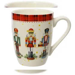 Christmas Decorations Tasse Nussknacker Motiv 10,6cm Porzellan Teetasse 350ml Henkel Weihnachtstasse Porzellantasse Teebecher Kaffeetasse Kaffeebecher Geschirr Rot Weiß