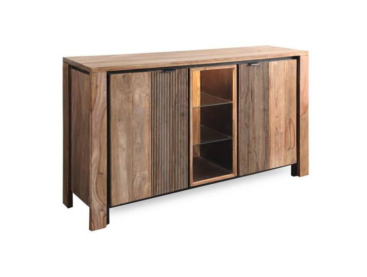 Livetastic Kommode, Naturfarben, Holz, Sheesham, massiv, 2 Fächer, 150x85x40 cm, Beleuchtung, Kleinmöbel, Kommoden, Kommoden