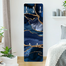 WANDGARDEROBE - Goldene Glitzer Wellen vor Blau 34/105 cm