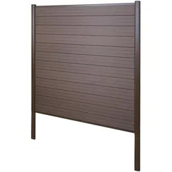 WPC-Sichtschutz Savoie, Windschutz Zaun, Alu-Pfosten zum Einbetonieren ~ Basiselement, 190cm braun