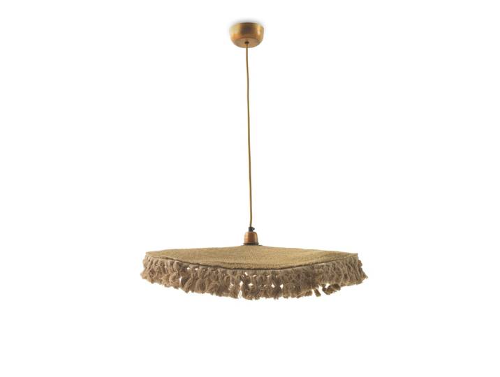 Plafonnier en fibres naturelles tressées avec franges