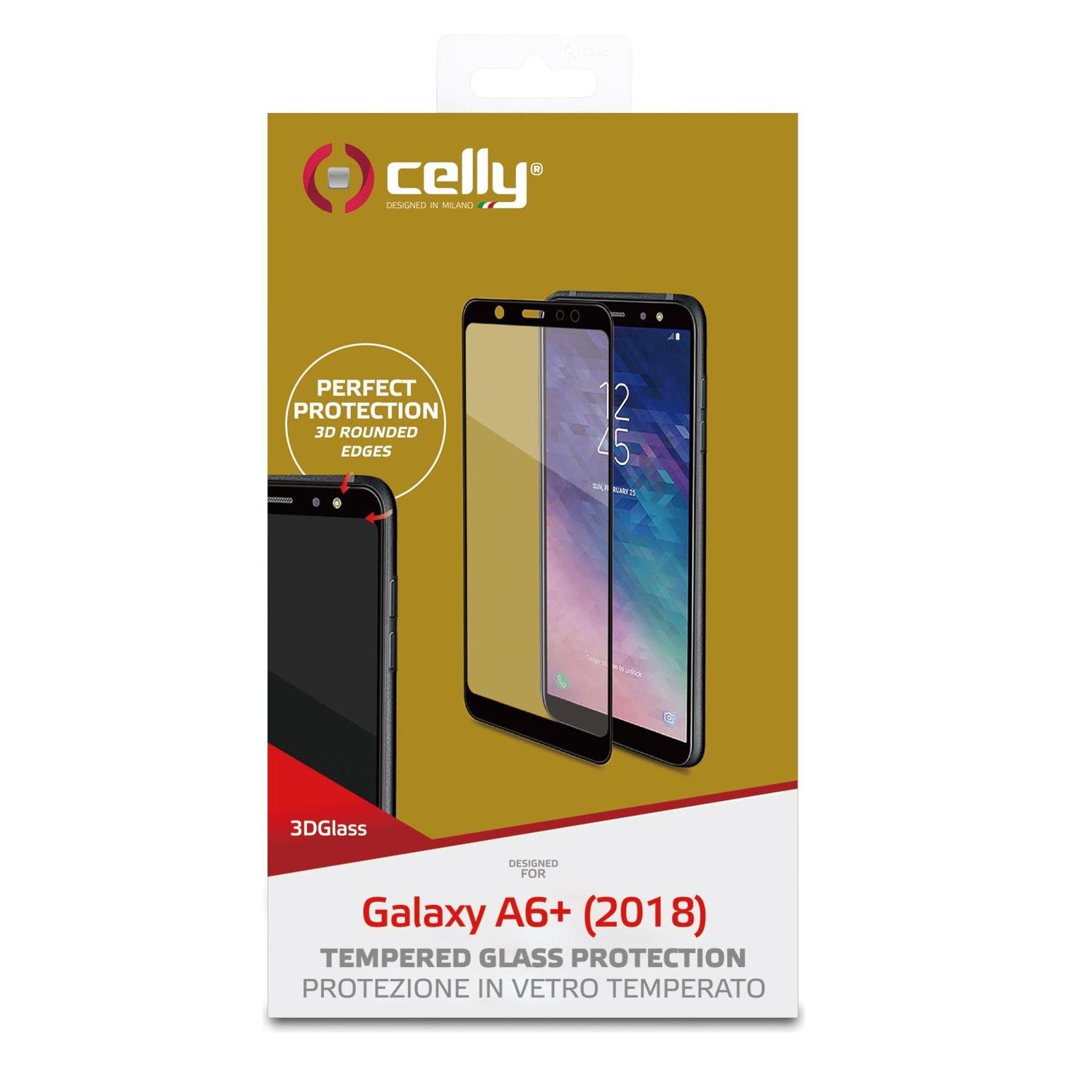 Celly 3D Glas Klar Samsung Bildschirmschutzfolie 1 Stück (1 Stk., Samsung Galaxy A6 (2018)) (3DGLASS738BK)