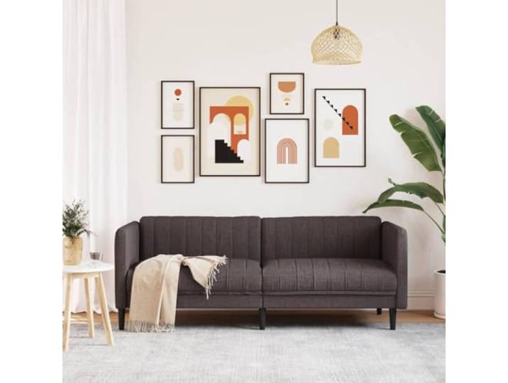 KTHLBRH 3-Sitzer-Sofa, dunkelbraun, aus Stoff Beine aus Massivholz, Füllung aus Schaumstoff, 193 cm, 110 kg pro Sitzplatz