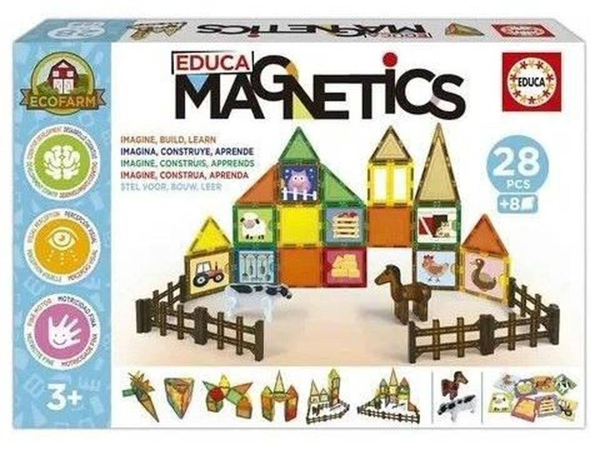 Educa Magnetics Ecofarm Construction Set met 28 magnetische onderdelen en 2 dieren voor kinderen vanaf 3 jaar