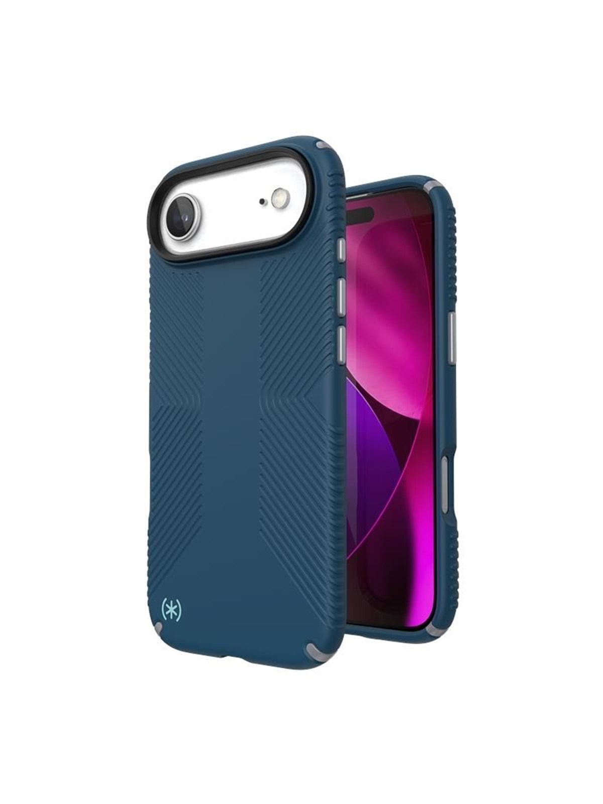 Speck Presidio2 Grip MagSafe - iPhone Air Case - Deep Sea / Silver Metallic / Spell Blue
