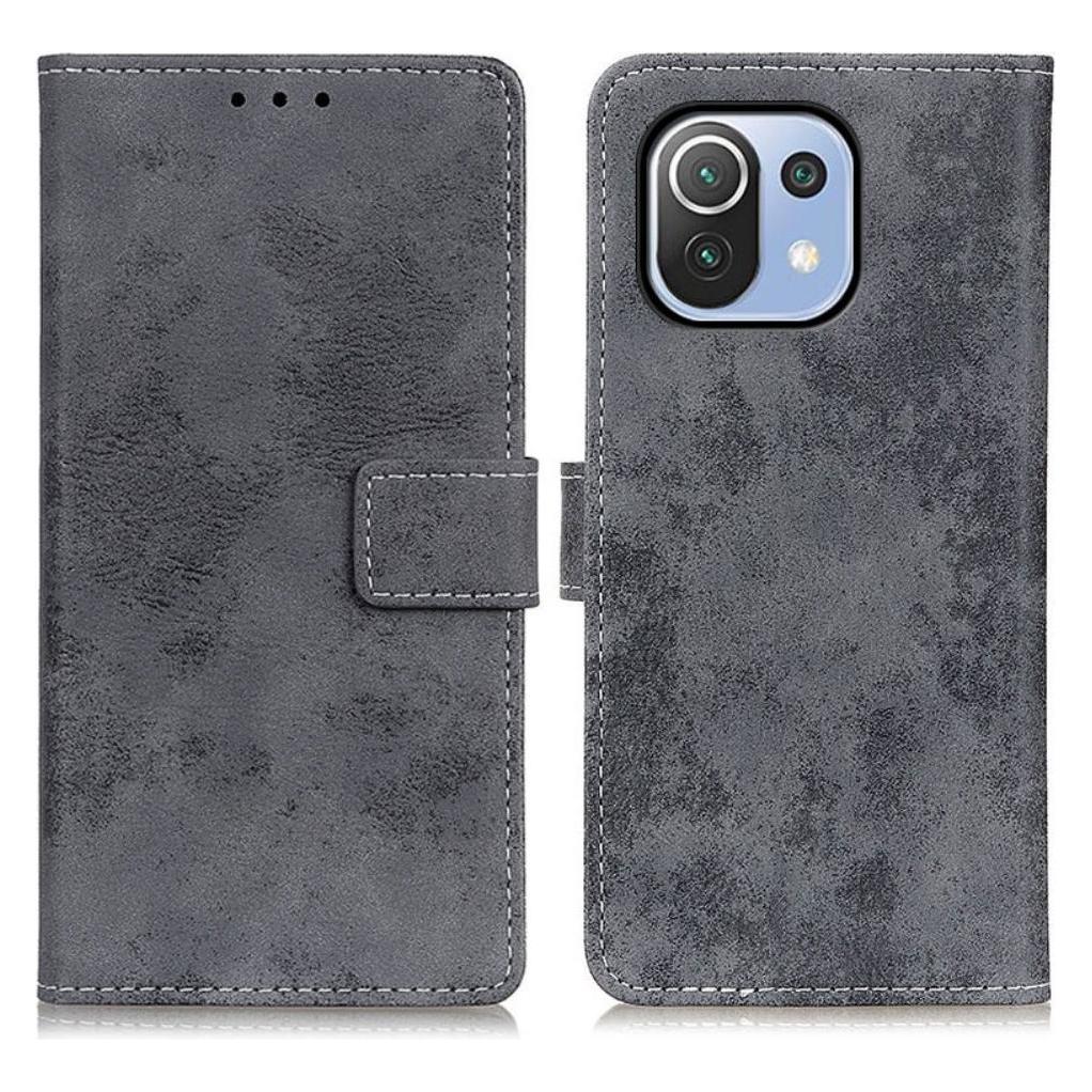 Cover-Discount Xiaomi Mi 11 Lite - Vintage Etui Wildleder Optik grau (Xiaomi Mi 11 Lite) (101910346B)