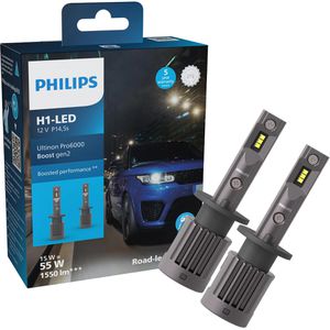 Philips Auto-Lampe Ultinon Pro6000 Boost Gen2, 5800 Kelvin, H1, 12 V / 13 Watt, Scheinwerferlampe, LED-Retrofit, 2 Stück