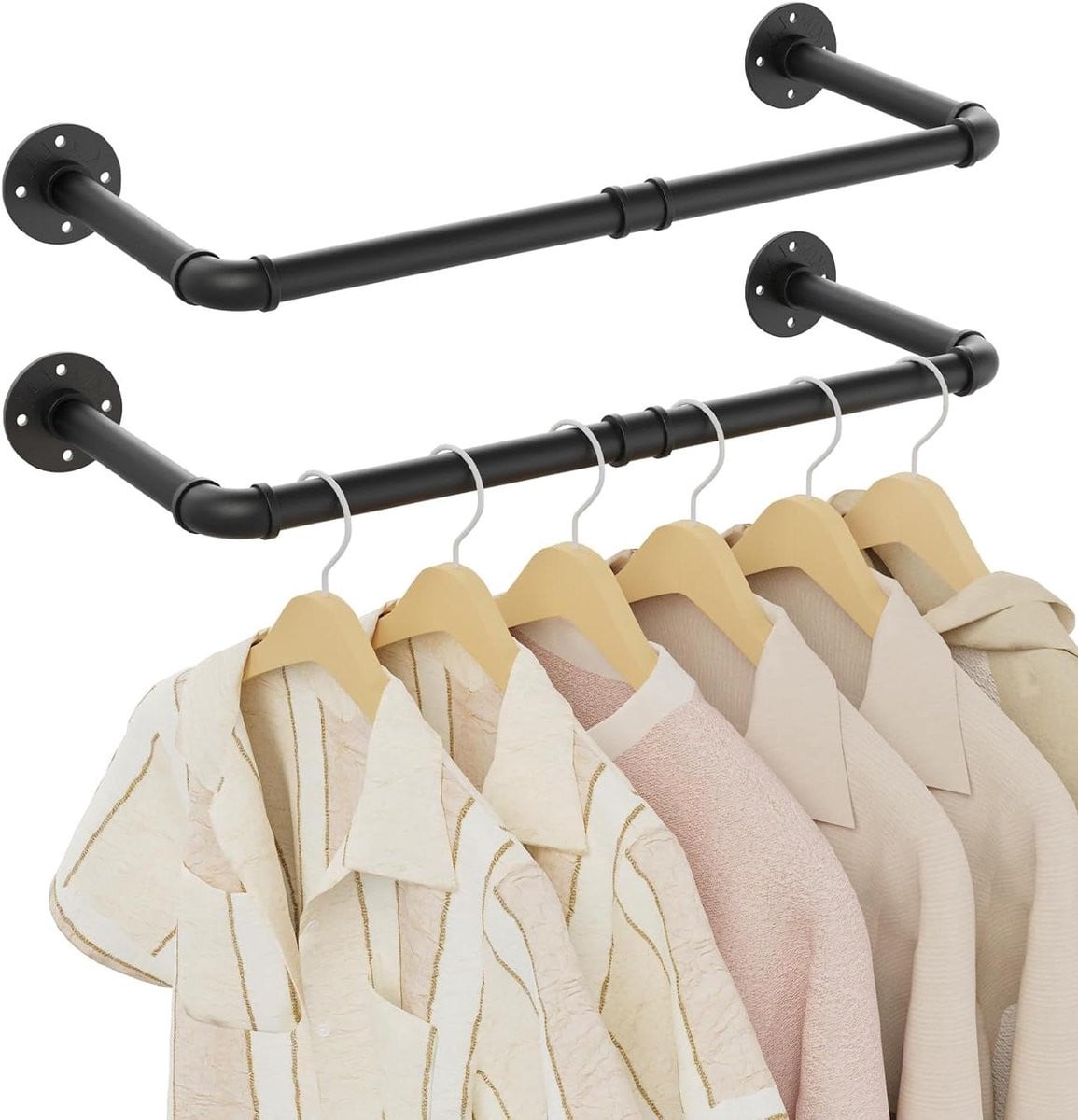 Wandgarderobe Set Wandgarderobe in Industriële Stijl - Zwart - Breedte: 64 cm