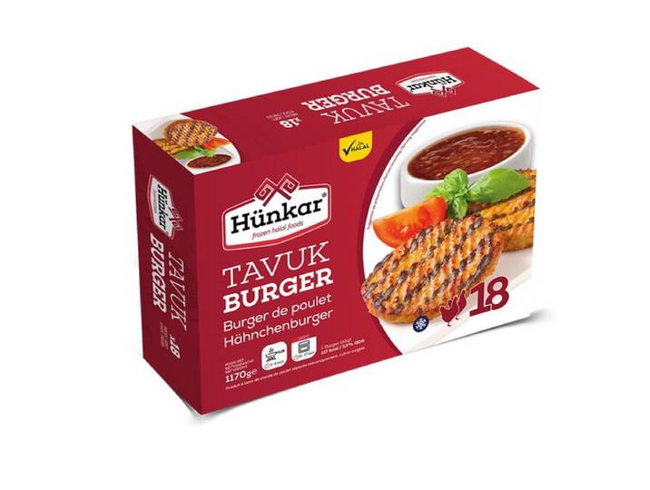 HÜNKAR Burger de poulet halal - 18 pièces / 1170 g