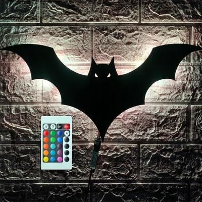 Uplifted Goods LED Bat Wing Wall Lamp With Color Changing Remote Control usb Plus Battery Box D40 Cm