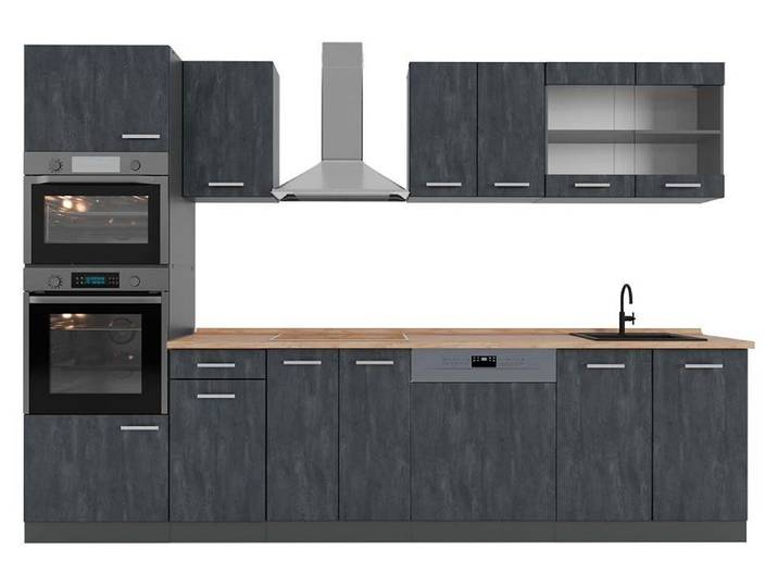 Cuisine Vicco R-Line Béton noir 300cm PT Chêne\, Model 47423