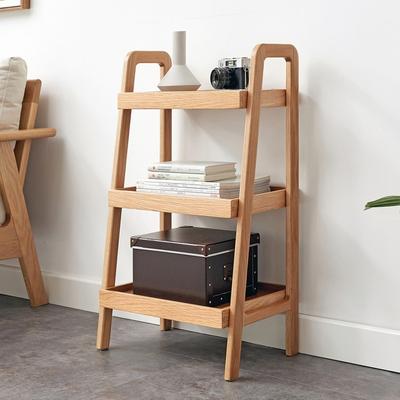 Solid Oak Wood Ladder Shelf,3-Tier Storage for Home & Office