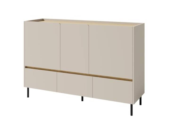 Kommode LICO mit 3 Schubladen, 3 Türen und 3 Regalböden, Beige Sand Für Jugendzimmer, Für Wohnzimmer, Für Büro, Moderne Farben