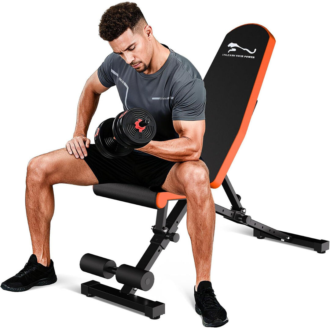 idealhouse 362KG Adjustable Incline Decline Foldable Weight Bench, 8 Backrest & 3 Seat Positions Heavy Duty Carbon Steel Workout Bench Press for Home Gym Full Bo