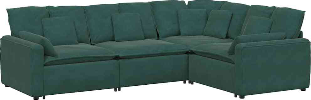Modulares Sofa mit Kissen Samt Dunkelgrün