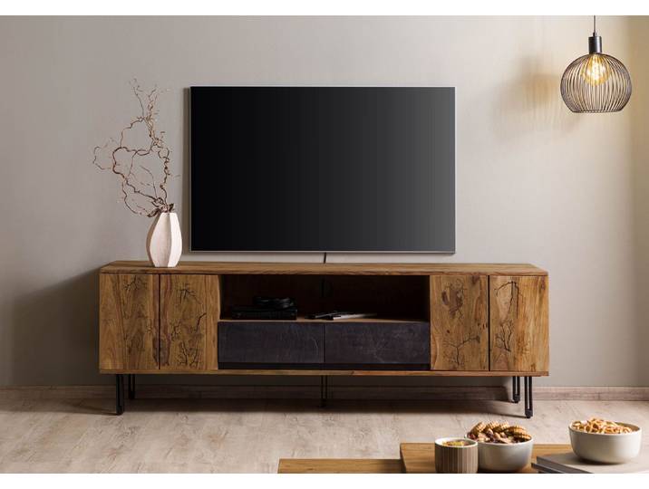 TV-Board Sheesham 185x45x60 natur unbehandelt LICHTENBERG #117