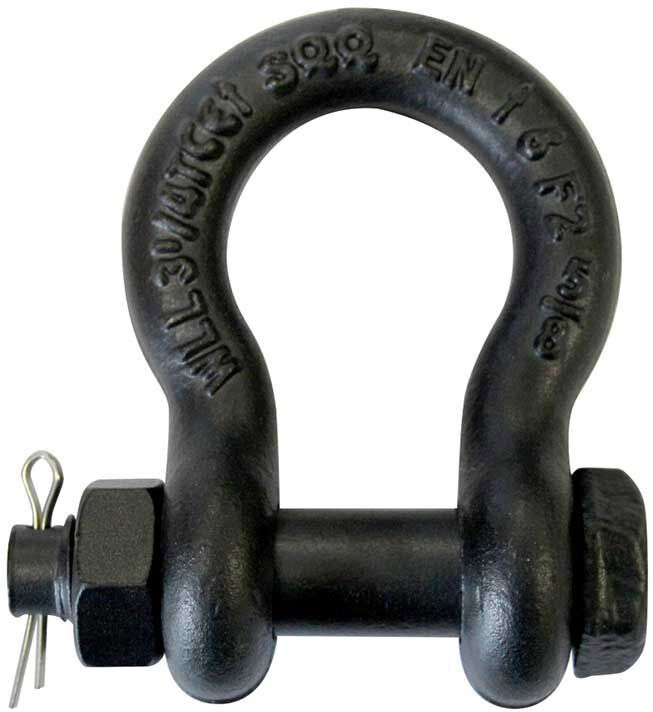 Riggatec Schäkel Mit Mutter Und Splint, Matt Schwarz, 3/4" 4,75 T