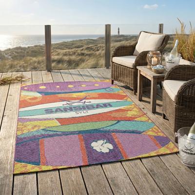 Teppich SANSIBAR "Rantum Beach SA-020", bunt, B:130cm H:5mm L:190cm, Polypropylen, Teppiche, Teppich, Flachgewebe, modernes Design, Surfboards, In- und Outdoor geeignet