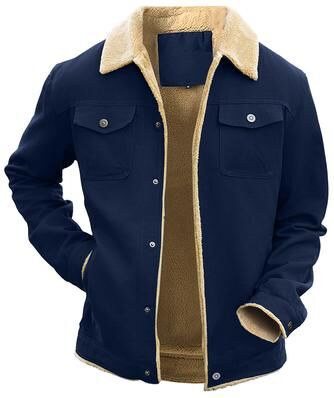FusionFolio Men's Winter Jacket Warm Waterproof Fleece Lined Multi Color Coat Comfortable Casual Outerwear, High Quality blue xl