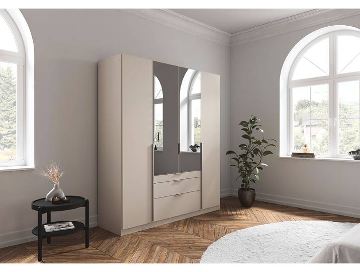 Armoire Alabama avec miroir gris A 181cm Beige/Cachemire Aluminium