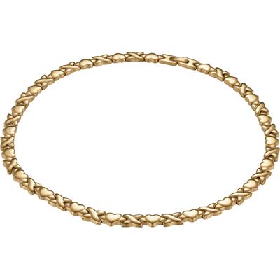 Gliederkette FIRETTI "Schmuck Geschenk Edelstahl Halsschmuck Halskette Gliederkette X Herz", gold (gelbgoldfarben), Halsketten, Damen, Edelstahl, L: 46 B: 7mm, Gliederkette, B:7mm