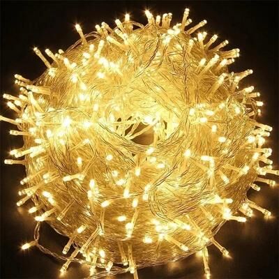 Fusion Finds 10M 20M 50M 100M Christmas Garland Lights LED String Fairy Light Festoon Lamp Outdoor Decorative Lighting For Wedding Pa 10m 100 Leds AC220v WHITE