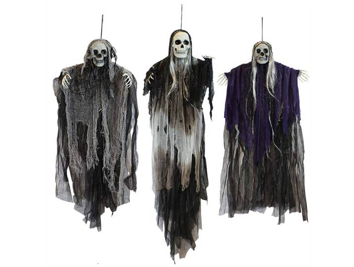 JOYIN Lot de 3 décorations de squelettes fantômes d'Halloween à suspendre, Faucheurs pour décorations d'extérieur d'Halloween