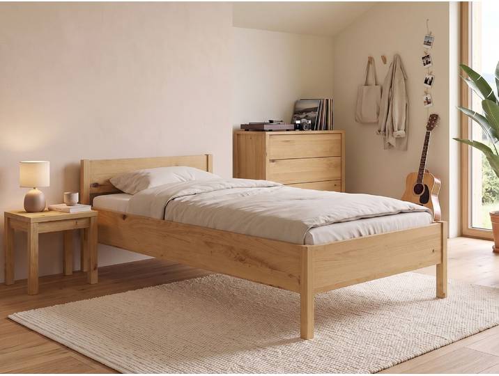 Kinder- und Jugendbett „Fiona“ Wildeiche Hell 120 x 200 cm Massivholz Wildeiche Hell