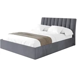 POLSTERBETT mit Bettkasten und Lattenrost, Boxbett ohne Matratze - ILAN 140x200 Dunkelgrau