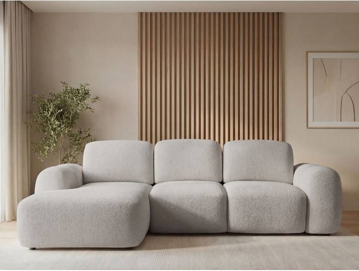 Ecksofa L-Form mit Schlaffunktion und Bettkasten Avelin Links Grau