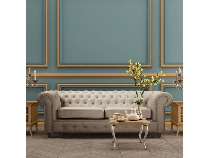 Sofa Beige Microfaser Valeria 218cm Gleichschenklig Schlaffunktion für dauerhafte Nutzung Glamour