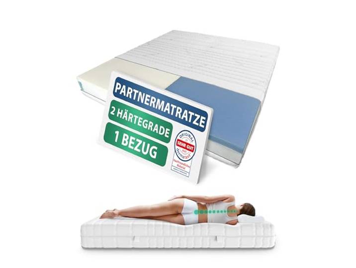 AM Qualitätsmatratzen Premium Partnermatratze 140x200cm H3 24cm - Made in Germany & Oeko TEX Siegel - 1000 Federn Partner Taschenfederkernmatratze 140x200 mit 2 Härtegraden & Lyocell Bezug