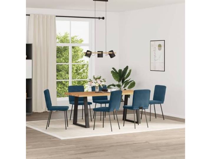 NKOPPFG Esszimmerstühle 6 STK. Blau Samt Metall-Holz-Gestell, dicker Schaumstoff, Samtbezug, Esszimmer, Wohnzimmer, Gästezimmer, 6 Stühle