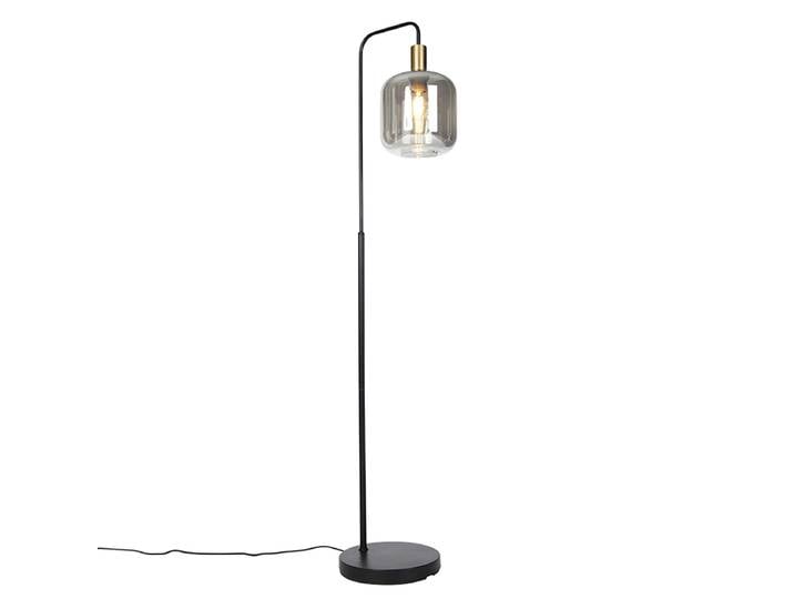 Design-Stehleuchte schwarz mit Gold und Rauchglas – Zuzanna