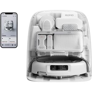 DJI Saugroboter Romo P2, Station & Roboter transparent & weiß, 36.000 Pa, mit Wischfunktion, Reinigungsstation & UV-Lampe