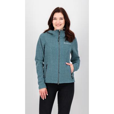Strickfleecejacke DEPROC ACTIVE "GLORY MAY", Damen, Gr. 44L, grau (smoke), Fleece, 100% Polyester, figurbetont hüftbedeckend, gerader Abschluss, Jacken, mit 2-Wege-Reißverschluss
