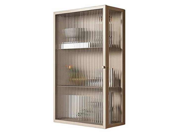 PEBFHSQW Dreistöckiges Schließfach Mit Großer Kapazität Eintüriger Badezimmer-Wandschrank Aus Glas Küche Wandschrank Wandregal Eingangsschrank(Beige)