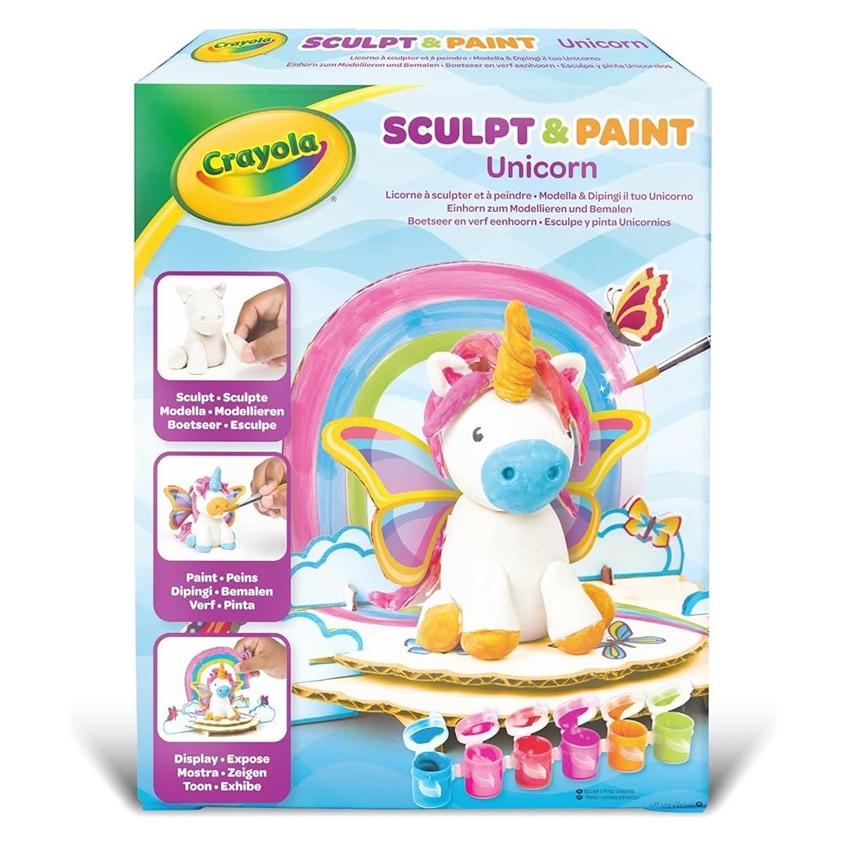 Crayola Paint & Sculpt Unicorn | Make & Display Your Own Unicorn | Includes 2 Packs of Air-Dry Clay (49284449)