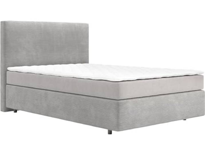 Boxspringbett Dream-Well Cord Silbergrau 120x200 cm mit Matratze und Topper