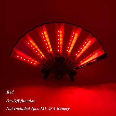 Inspired Finds LED Neon Folding Rave Fan Luminous Party Hand Fan For Festivals & Events 10in On Crimson Glow Fan