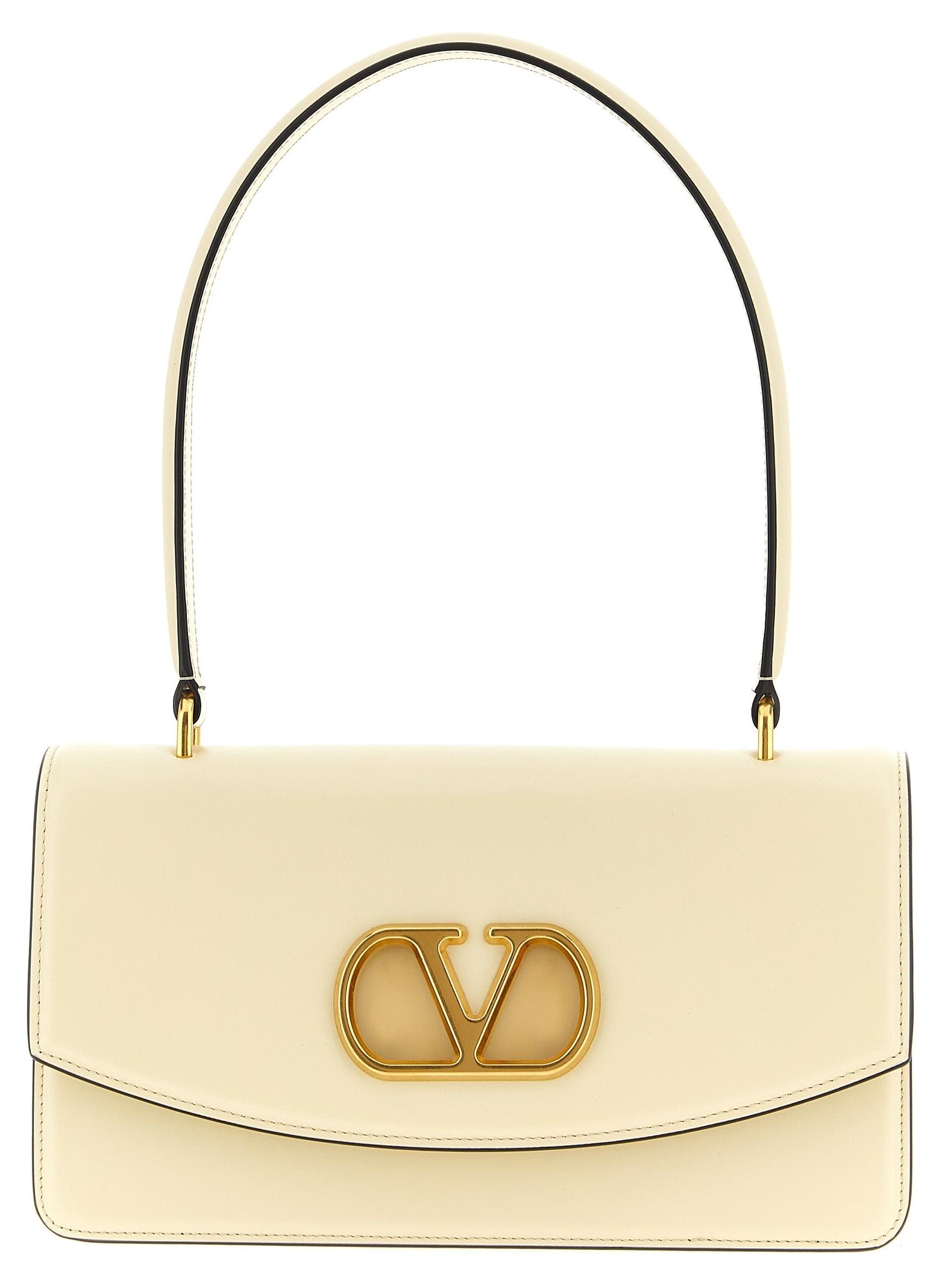 Valentino Garavani Vain Henkeltasche glänzend Kalbsleder weiß