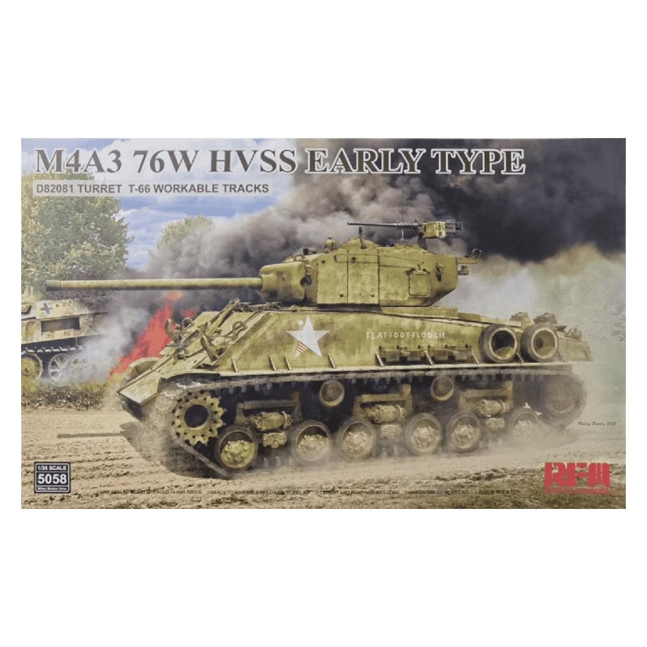 Rye Field Model M4A3 76W HVSS Early type D82081 turret T-66 track (5058)