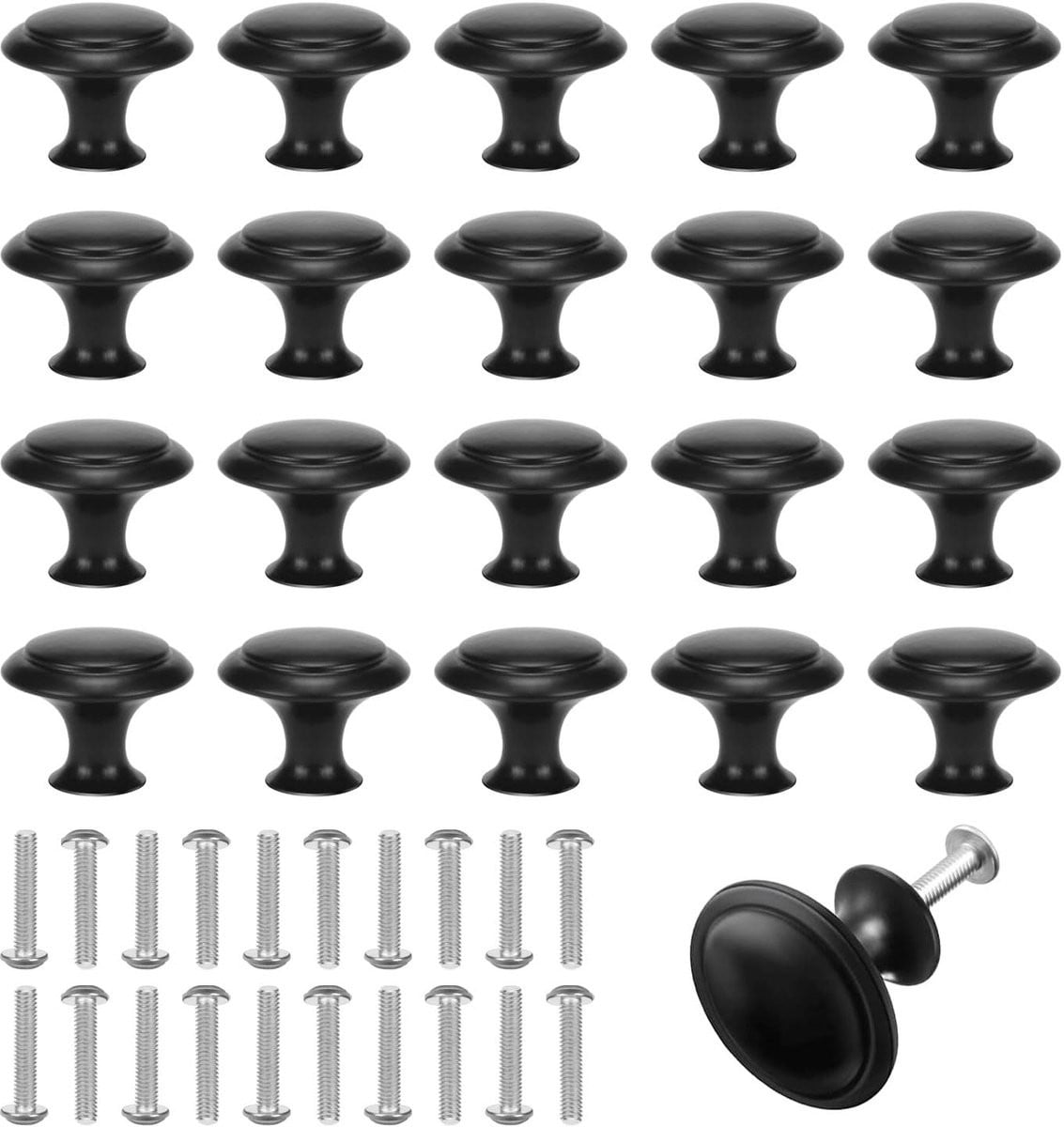 Zwarte Ronde Kastknoppen - 20 stuks - Diameter: 30 mm