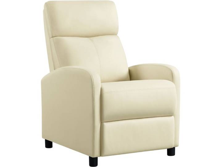 Yaheetech Fauteuil Releveur en Similicuir Chaise de Salon Rembourré Convertible Confortable avec Repose Pied Beige