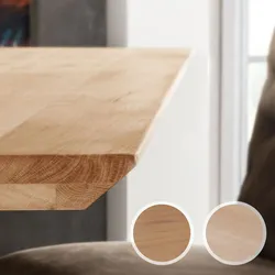 Massivholz »Tabula Rasa« Tischplatte Schweizer Kante 4 cm / aufgedoppelt / 160x90 cm / Wildeiche White-wash