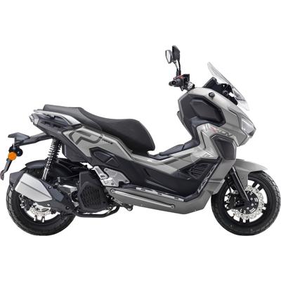 Motorroller PRIKE "PRIKE XDV 125, E5+, Adventure, ADV Roller", grau (grau, schwarz), Motorroller, ohne Topcase, 95 km/h, ABS, Windschutz, Heizgriffe, USB, EFI, digitales Display, B:78cm H:127cm L:196cm