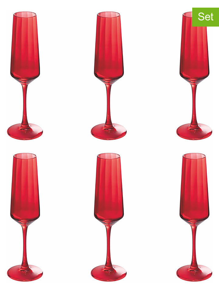 Villa d´Este 6er-Set: Sektgläser in Rot - 250 ml - onesize