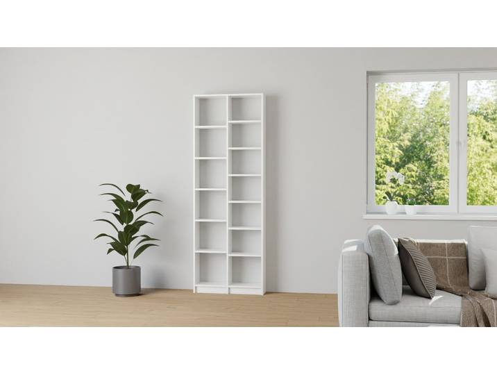 Hohes Bücherregal nach Maß - Hohes Regal mit vielen Optionen MDF Beschichtet MDF Weiß matt