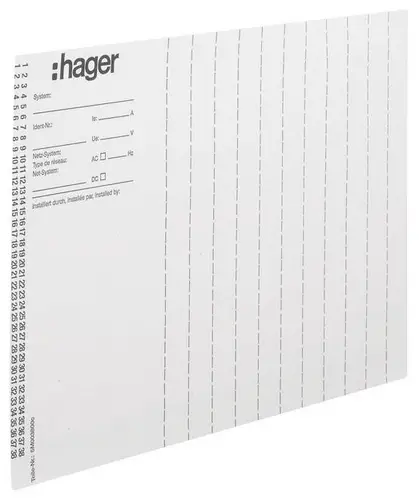 Hager ZZ90B ZZ90B Beschriftungsbögen universZ Installationsnummer DIN A4 10Stück Beschriftungsbögen Weiß 1St.