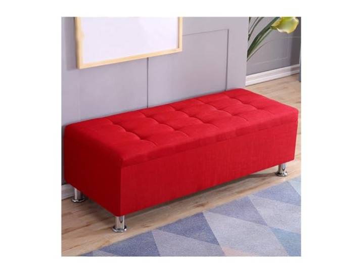 Zf9tBw5sH Bettbank Rechteckiger Sofahocker, Schuhputzhocker, Nachttischhocker, multifunktionale Aufbewahrung Sitzbank(Red,30 * 30 * 35cm)